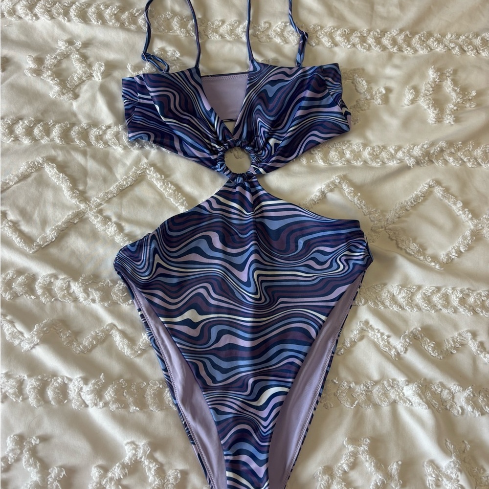 H&M Purple and Blue Patterned Swimsuit